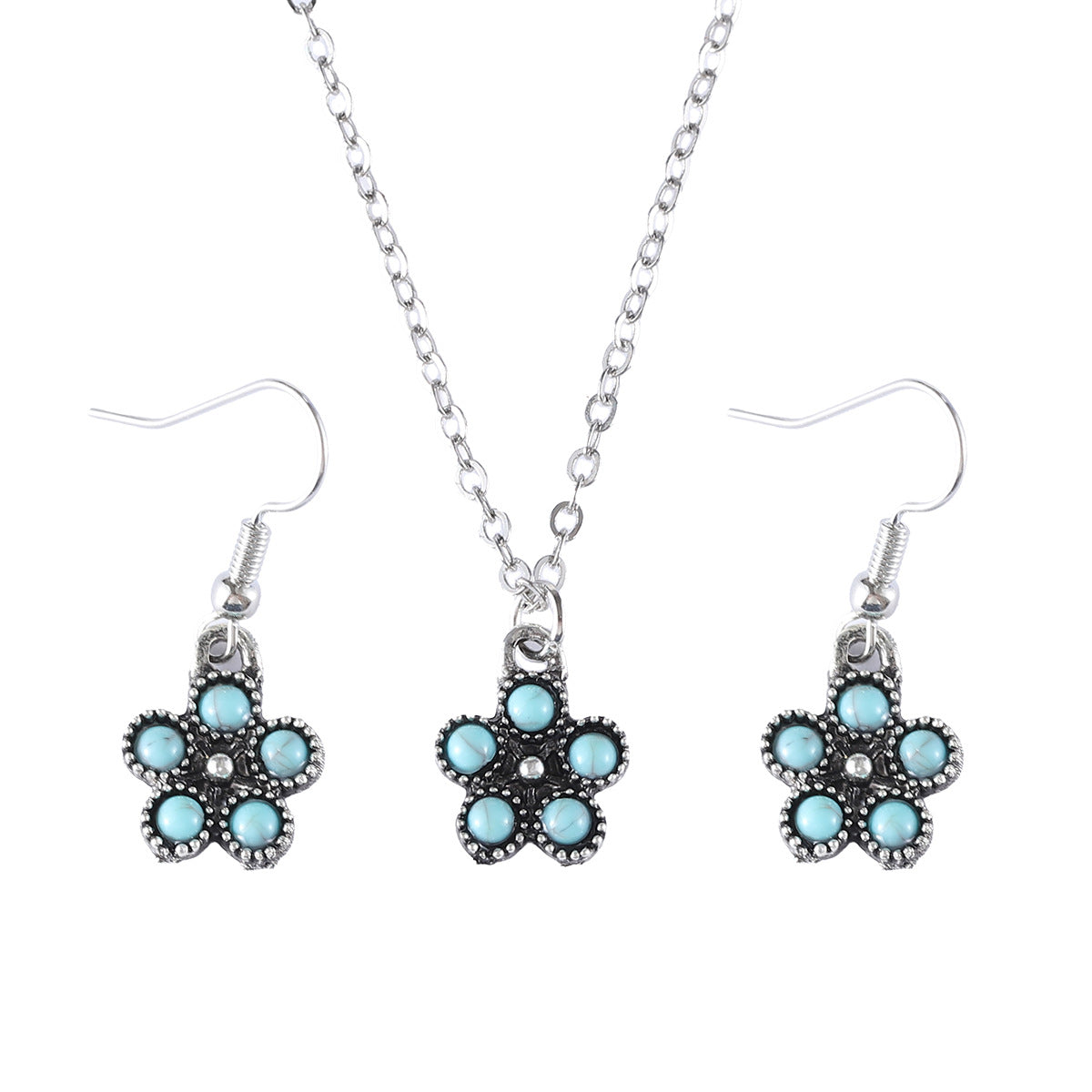 Inlaid Flower Exquisite Female Retro Ethnic Style Earrings