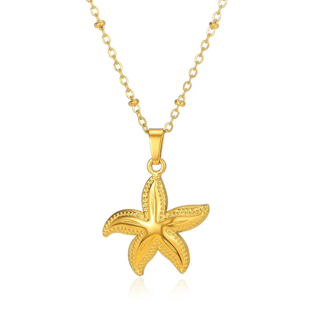 Unique Texture Simple Five-pointed Star Female Necklaces