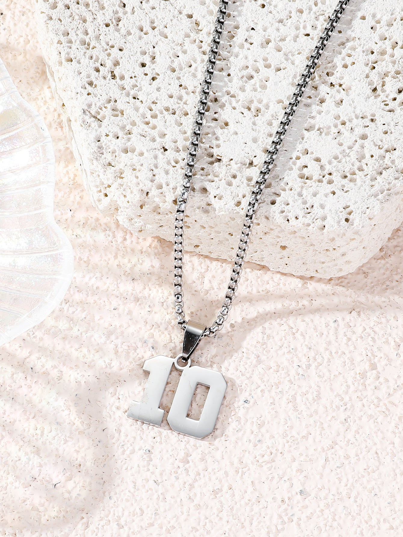 Fashion Stainless Steel Double-sided Digital Male Female Personality Hip Hop Necklaces