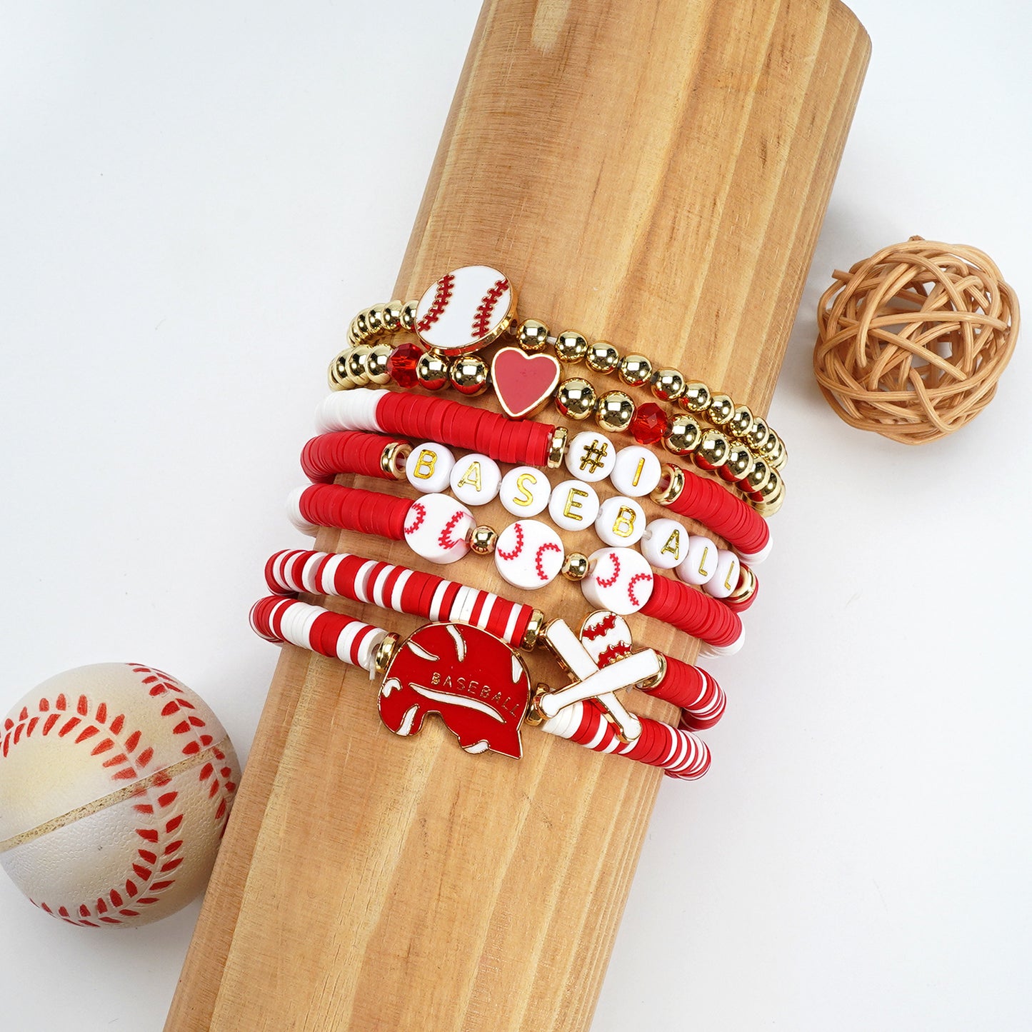Game Day Polymer Clay Multilayer Fashion Twin Bracelets