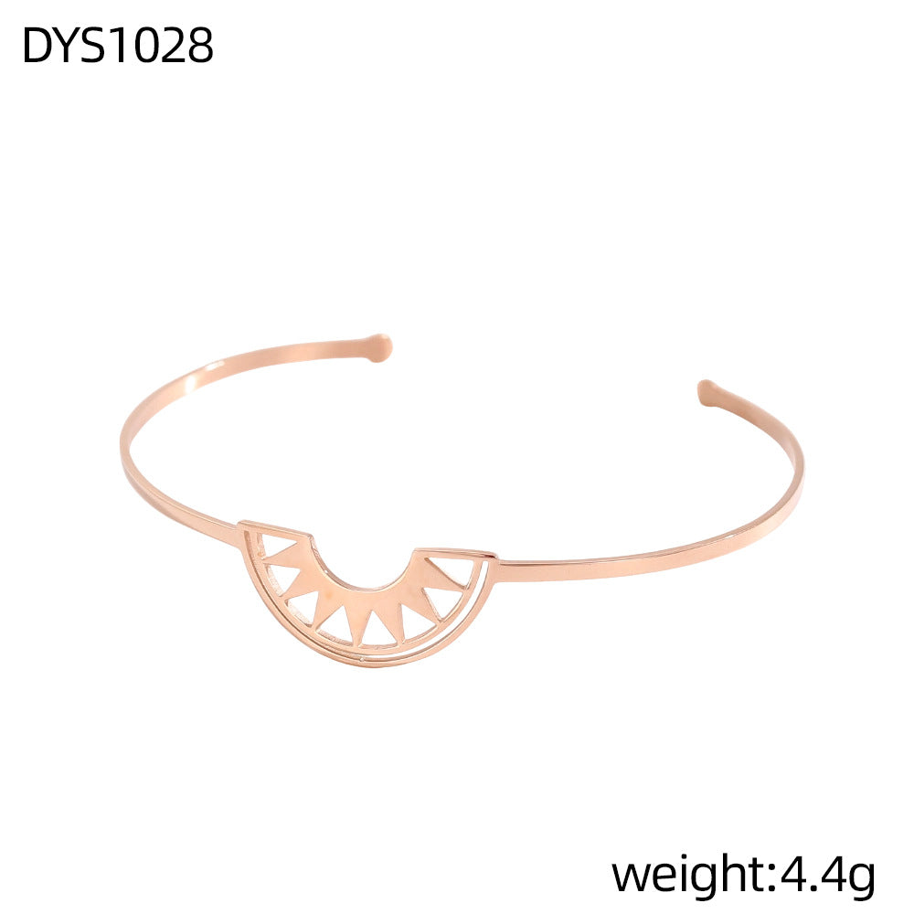 Geometric Hollow Metal Feeling Open-ended Stainless Steel Vacuum Electroplating Design Bracelets