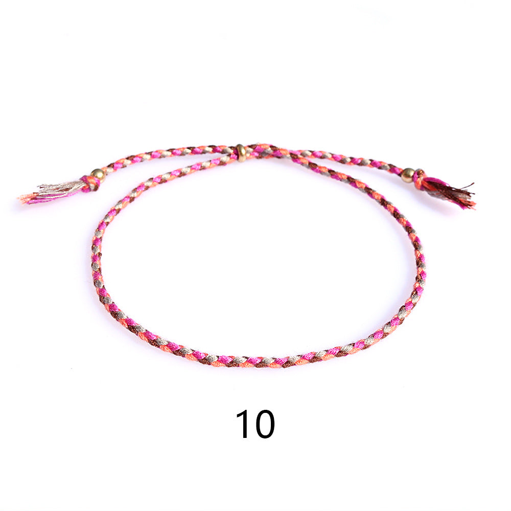 Women's & Men's Colorful Cotton String Friendship Copper Bead Bracelets