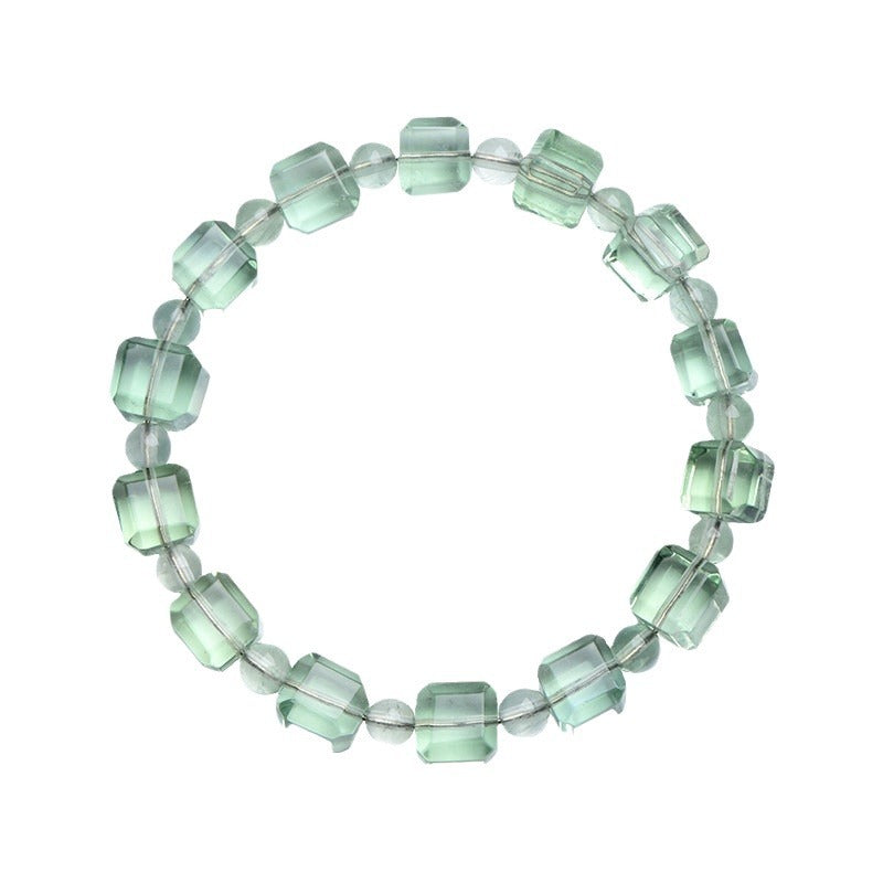 Crystal Natural Green Fluorite Cube Sugar Bracelets