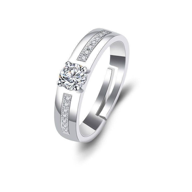 Classic Couple Wedding Diamond Adjustable Mouth Ring