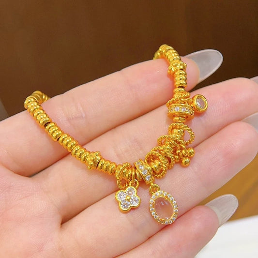 Women's White Diamond Big Four-leaf Clover Wrapped Bracelet