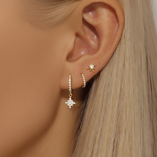 Fashion Suit Simple Eight Awn Star Earrings