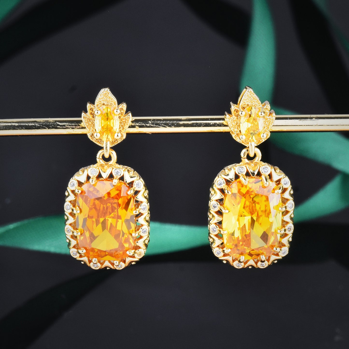 Super Flash High Carbon Diamond Yellow Purple Jewelry Set