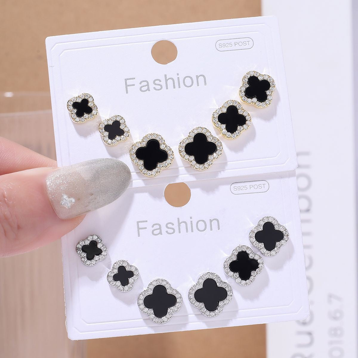 Women's Simple Three Pairs Of White Collar Earrings