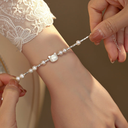 Freshwater Pearl Small Pieces Of Sier Stitching Bracelet