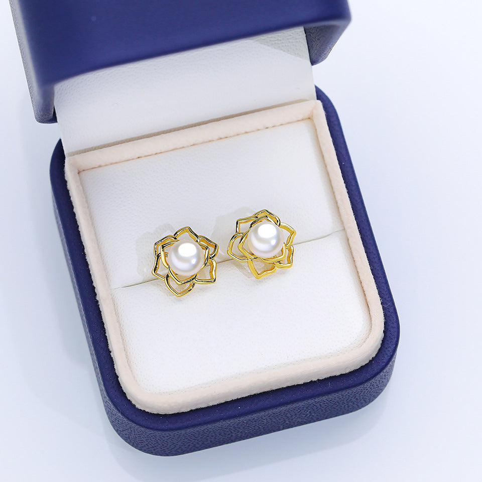 Women's Pearl Ear High-grade Square Simple Temperament Stud Earrings