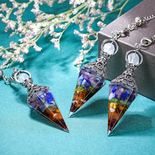 Sier Colorful Crystal Pendulum Stone Gravel Pendants