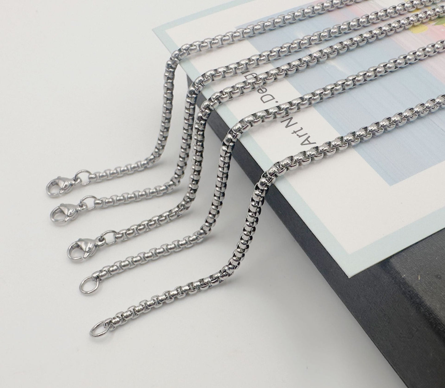 Steel Square Pearl Chain Sweater Jewelry Necklaces