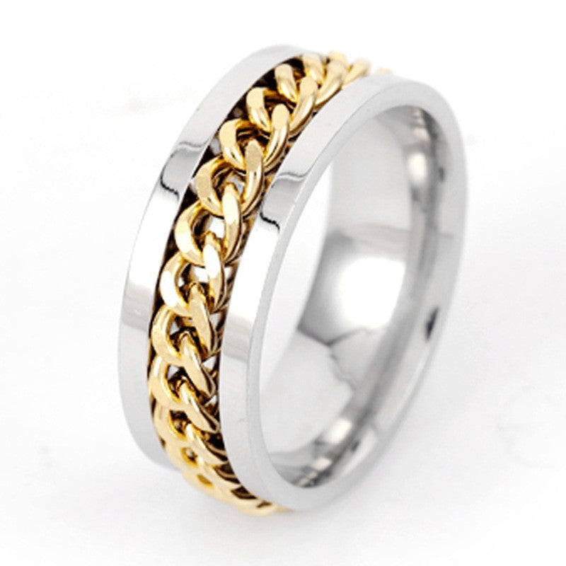 Men's Stainless Steel Trendy Titanium Rotatable Open Rings
