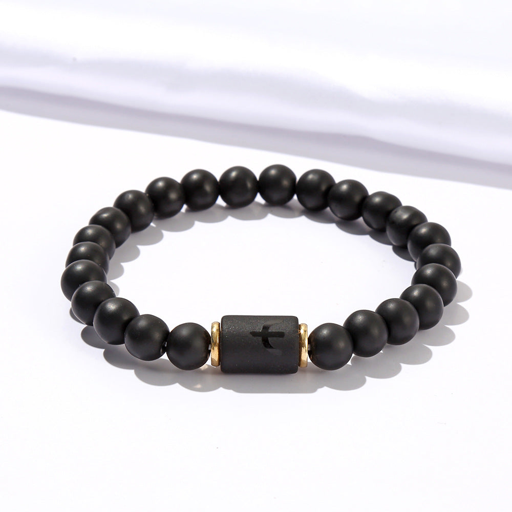 Elastic Twee Constellation Black Frosted Agate Bracelets