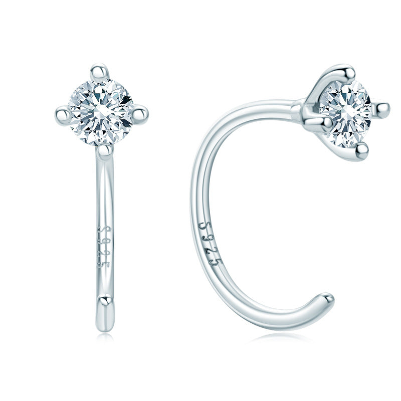 Women's Color Moissanite For Temperamental Minority Sier Bone Earrings