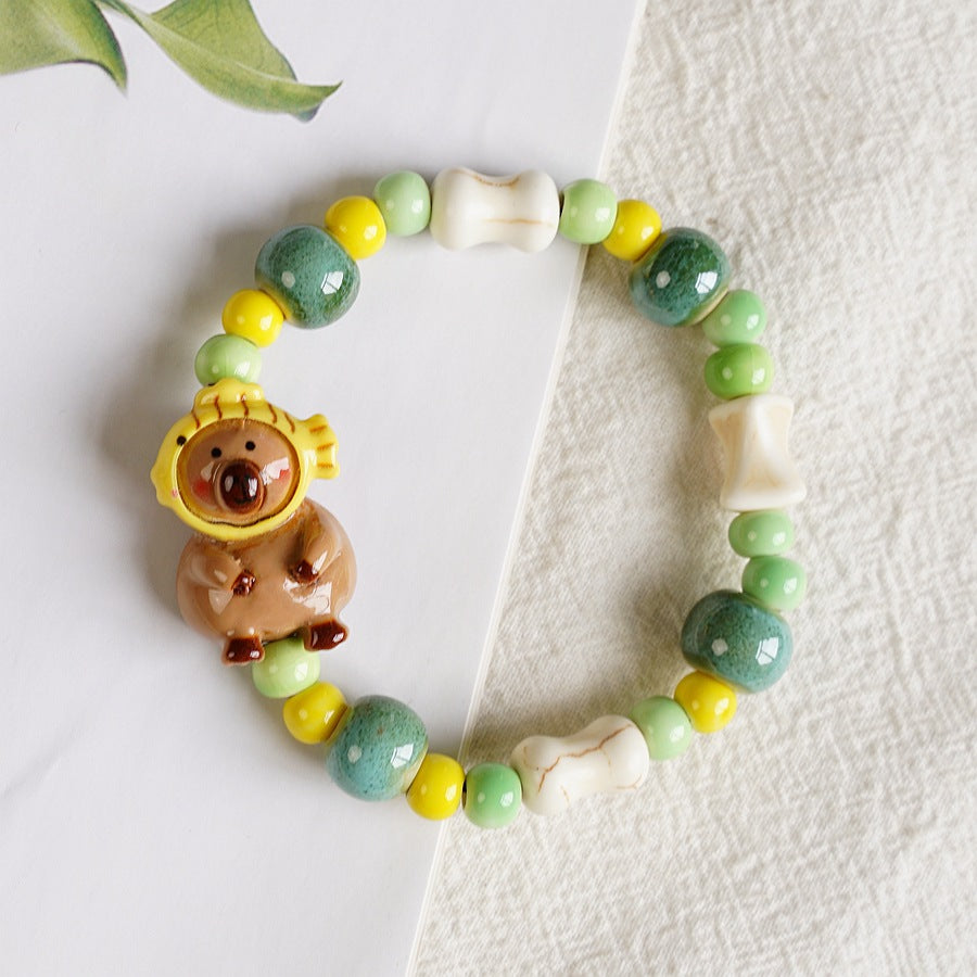 Ceramic Cute Resin Bear Small Animal Bracelets