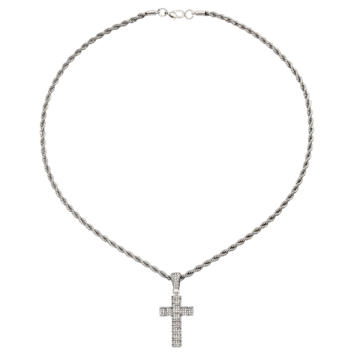 Men's Zircon Cross Design Clavicle Chain Hip Necklaces
