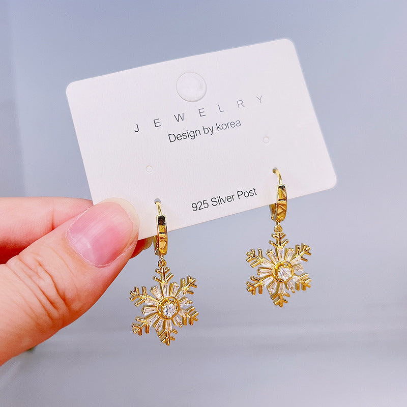 Women's New Christmas Sier Needle Tree Earrings