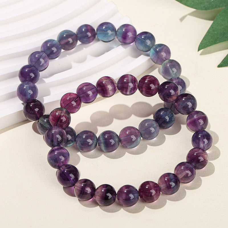 Jewelry Natural Purple Fluorite Female Simple Crystal Round Bracelets