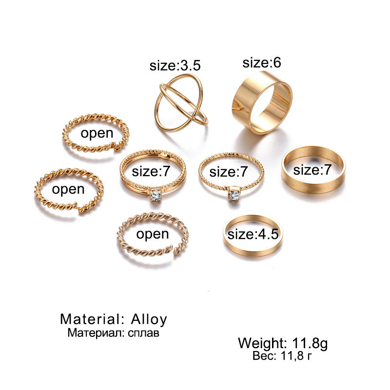 Joint Diamond Alloy Creative Twisted Pieces Rings