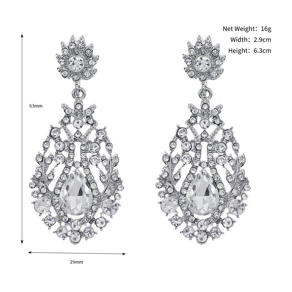 Women's Retro Bridal Exaggerated Super Flash Wedding Banquet High-grade Earrings