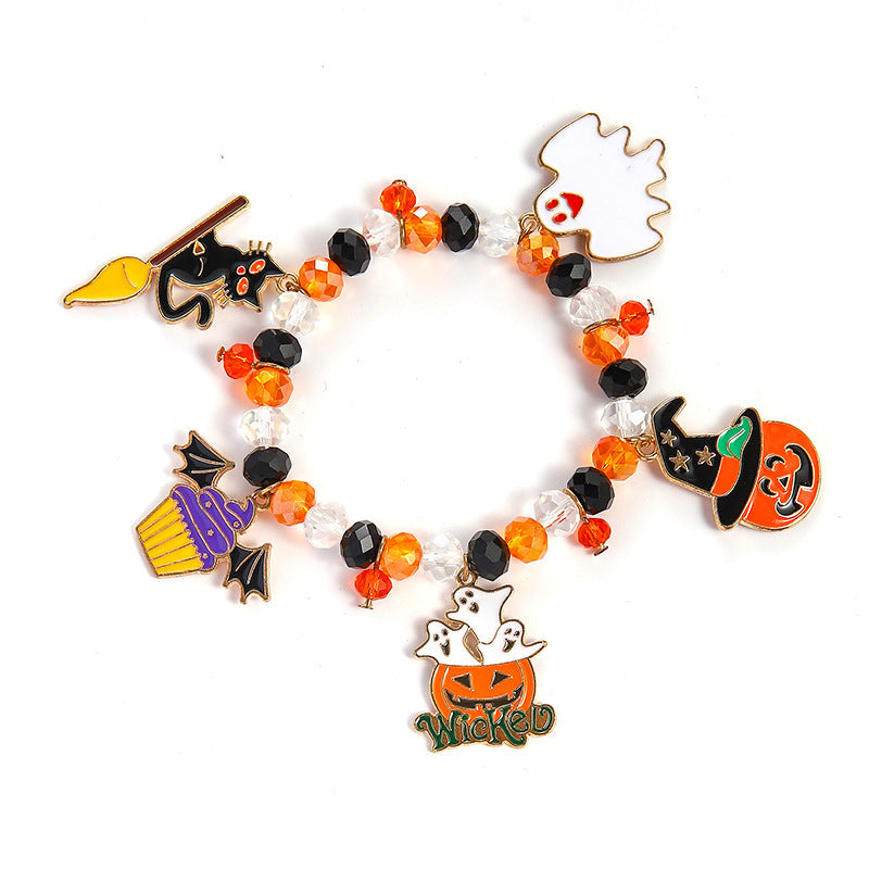 Halloween Element Female Pumpkin Skull Ghost Cat Bat Bracelets