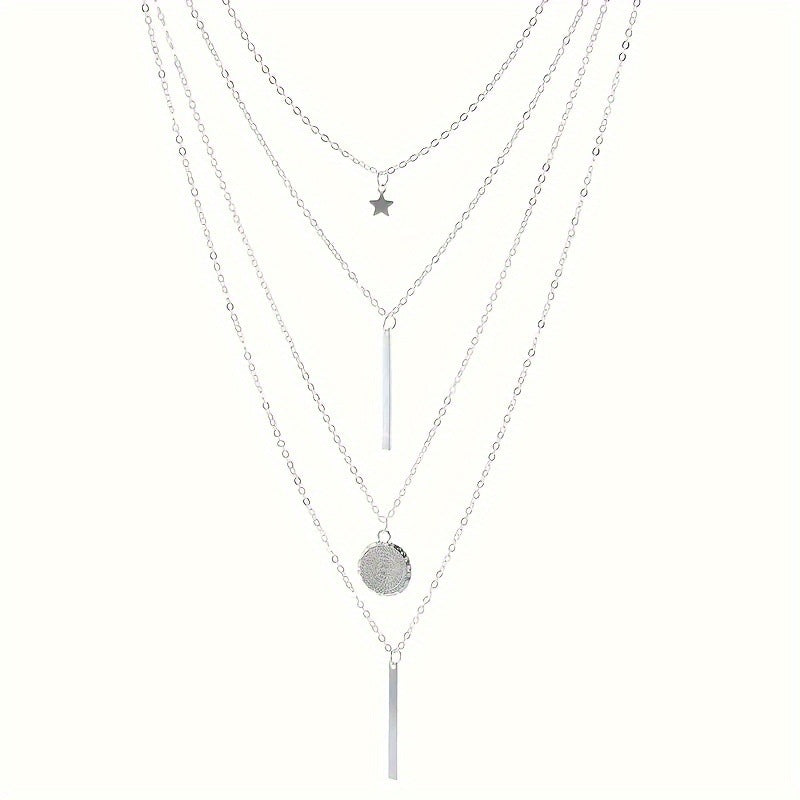 Women's Five-pointed Star Word Round Geometric Modeling Necklaces