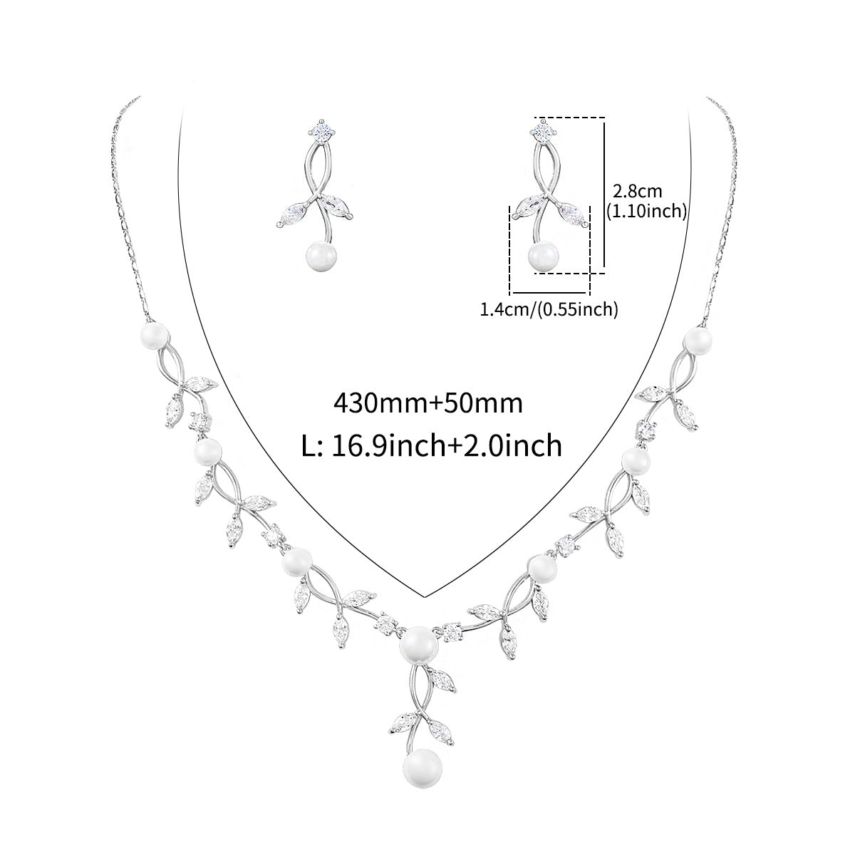 Charming Attractive Party Copper Zircon Two-piece Jewelry Set