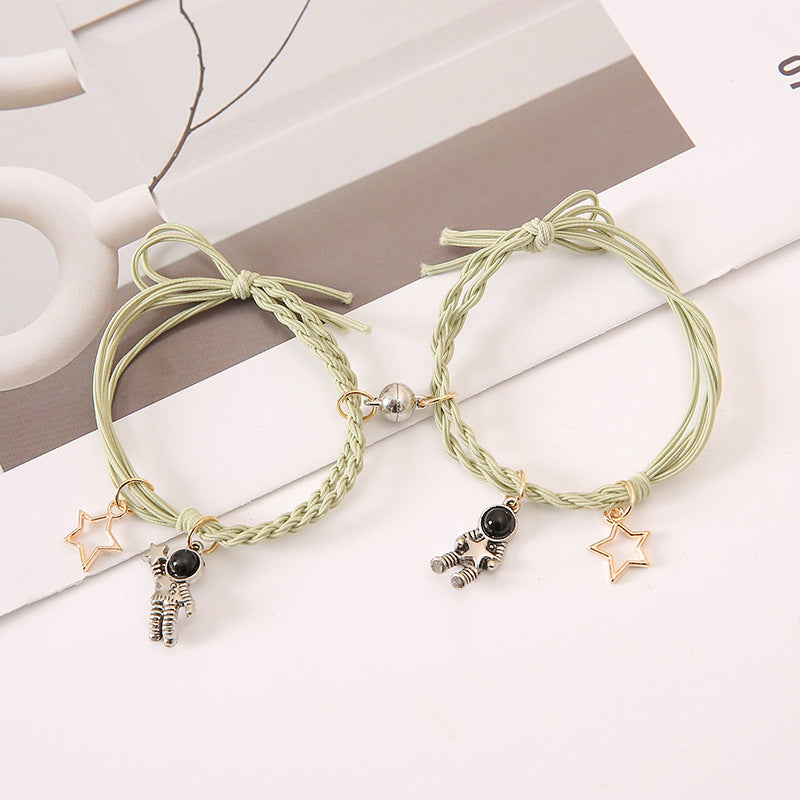 Spaceman Hollow Pentagram Woven Hand Strap Couple Suction Bracelets