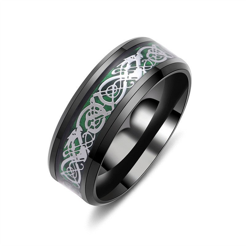 Men's Inlaid Dragon Pattern Titanium Steel Stainless Rings