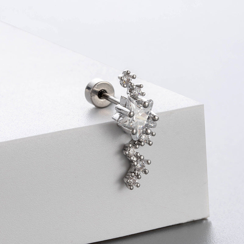 Zircon Ear Bone Titanium Steel Screw High-grade Earrings