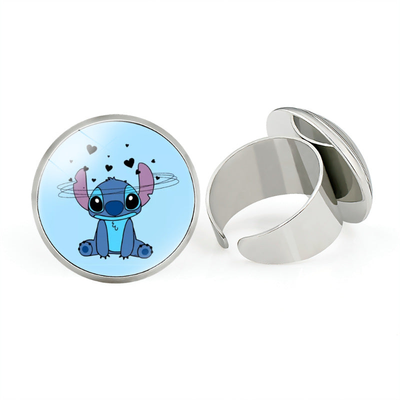 Star Stitch Cartoon Pattern Open Adjustable Rings