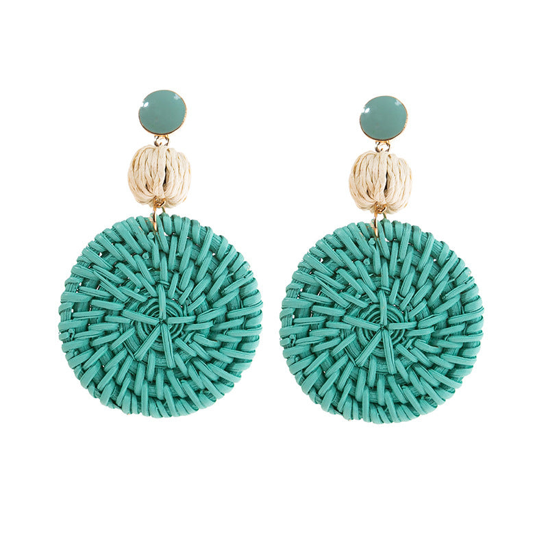 Women's Vacation Style Rattan High-grade Niche Raffia Earrings