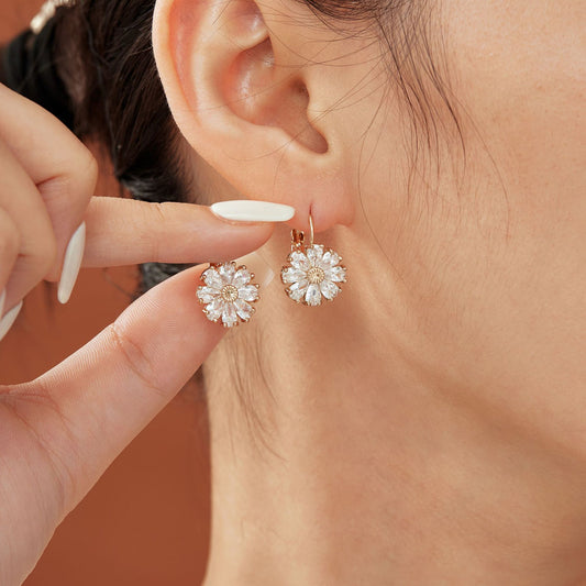 Flower Color Zircon Ear Live Broadcast Earrings