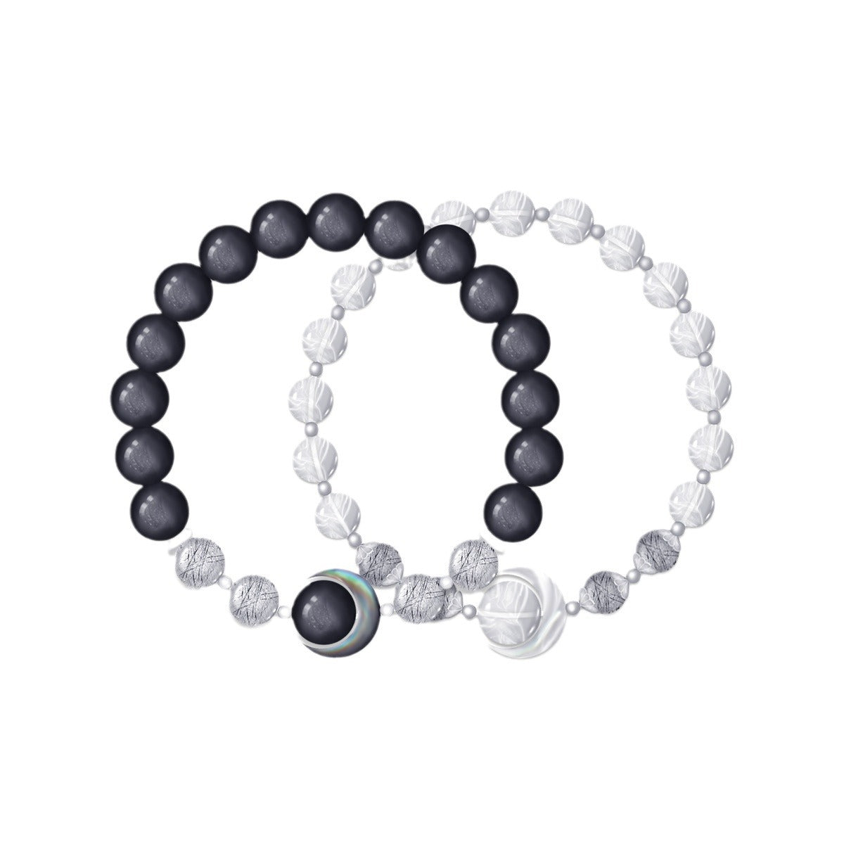 Love Crystal Natural Sier Stone Black Bracelets