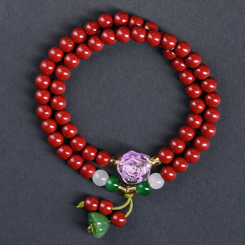 Women's Double Circle Buddha Beads Multi String Life Red Bracelets