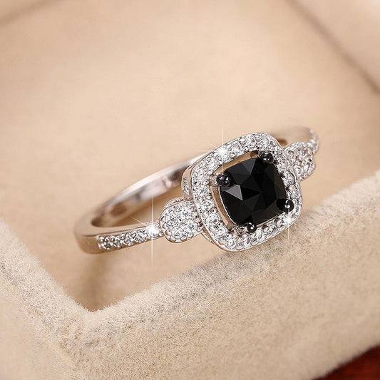 Women's Zircon Black Onyx Affordable Luxury Fashion Simple Gold Rings