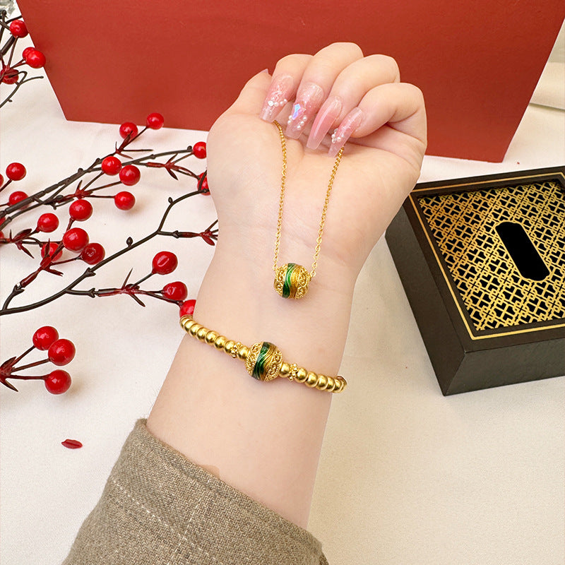 Women's Style Alluvial Gold Enamel Landscape National Bracelets