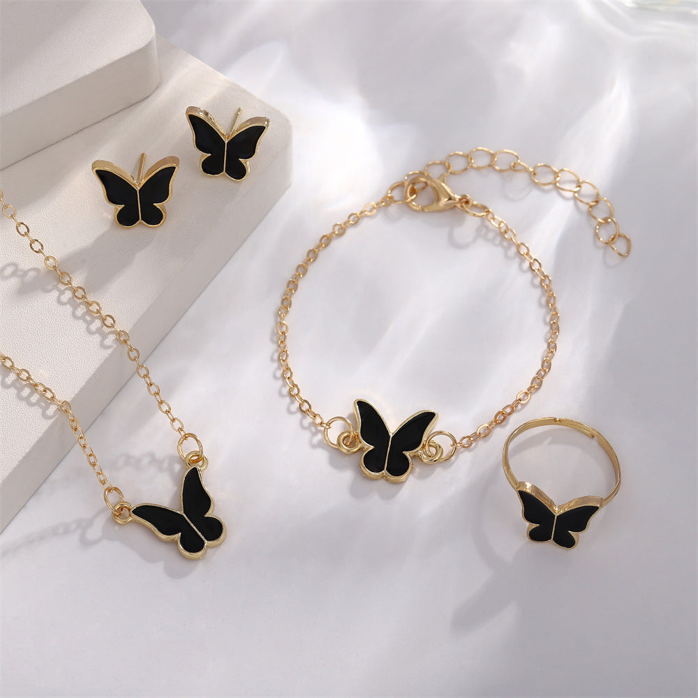 Korean Style Elegant Female Pink Dripping Butterfly Bracelets