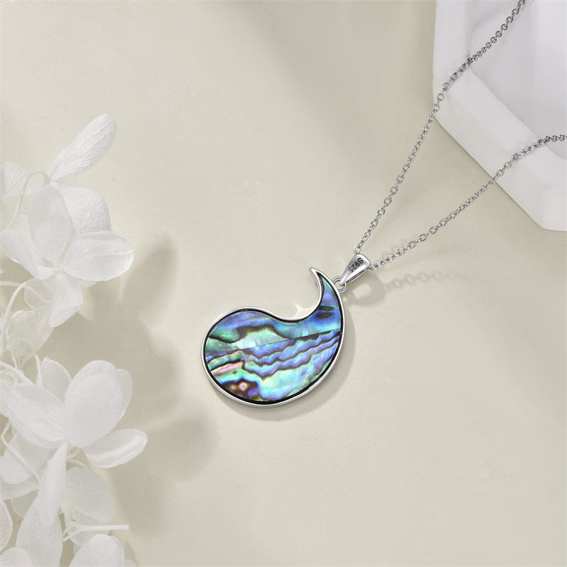 Trendy Stainless Steel Simple Blue Shell Necklace