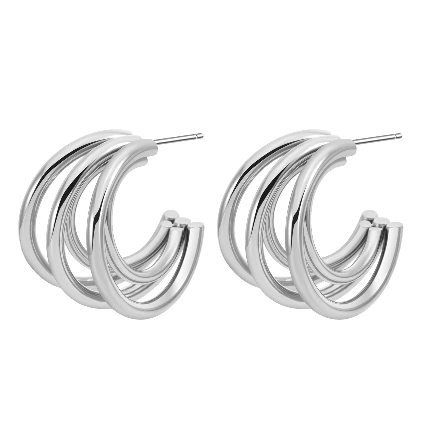 Women's Shaped Titanium Steel Gold-plated Simple Corrugated Earrings