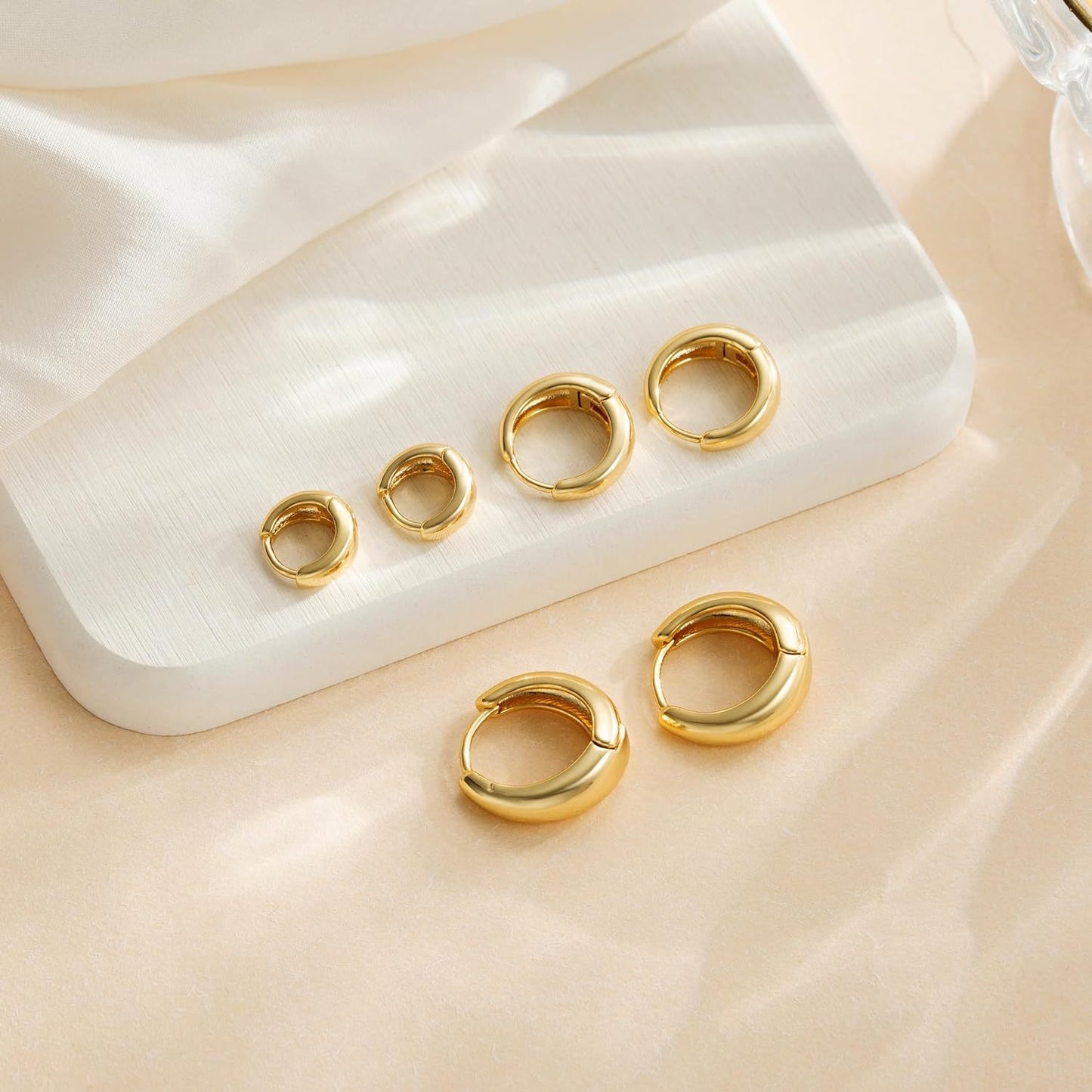 Stainless Steel Gold Glossy Stacked Simple Classic Earrings