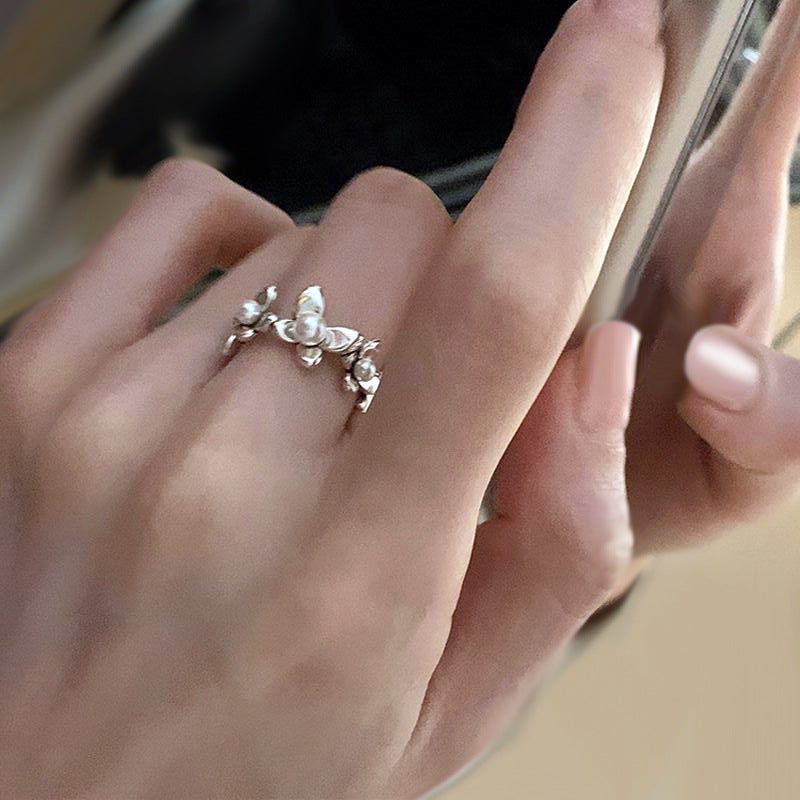 Korean Style Sweet Flower Fashion Design Niche Ring