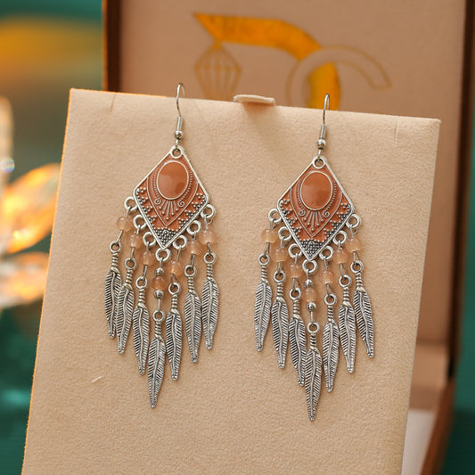 Diamond Alloy Leaf Ethnic Style Your Earrings