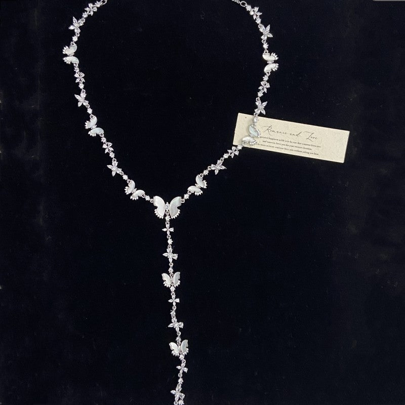 Butterfly French Style Full Rhinestone Zircon Irregular Pendants