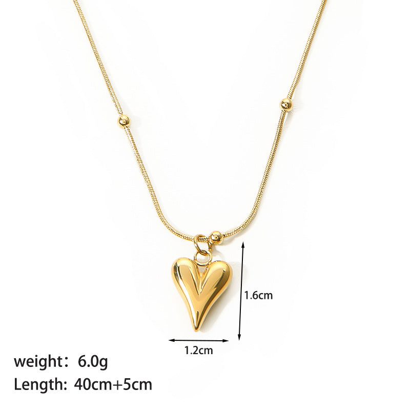 Women's Heart Minimalist Design Stainless Steel Glossy Necklaces