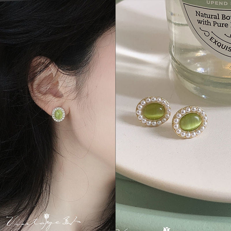 Fresh Sweet Cartoon Bunny Bear Love Heart Minority Design Refined Stud Earrings