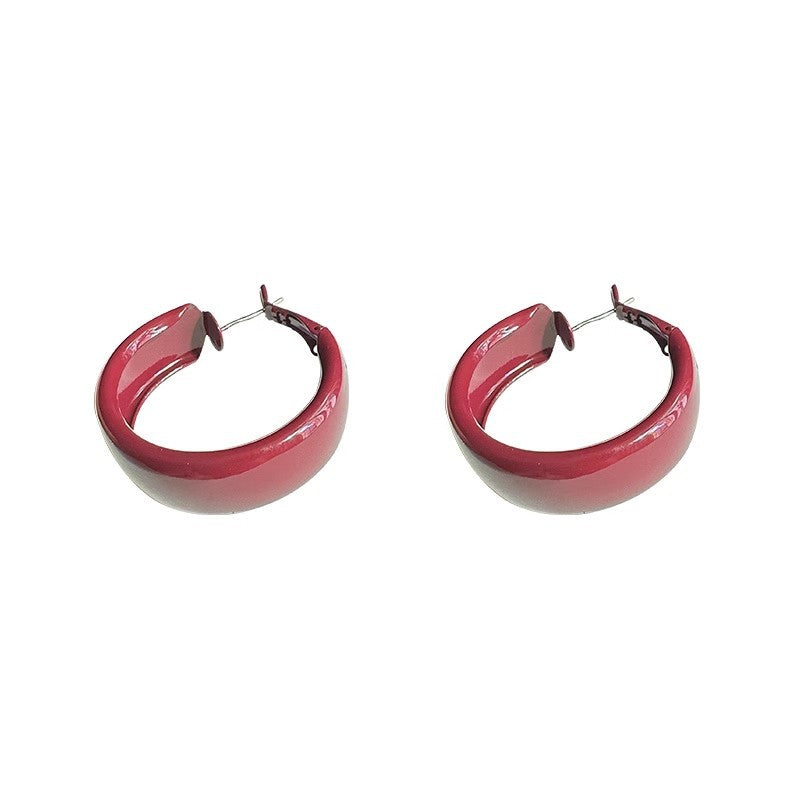 Women's Retro Red Design Refined Simple Premium Earrings