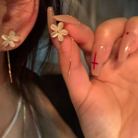 Flowers Tassel High-grade Simple Design Eardrops Earrings