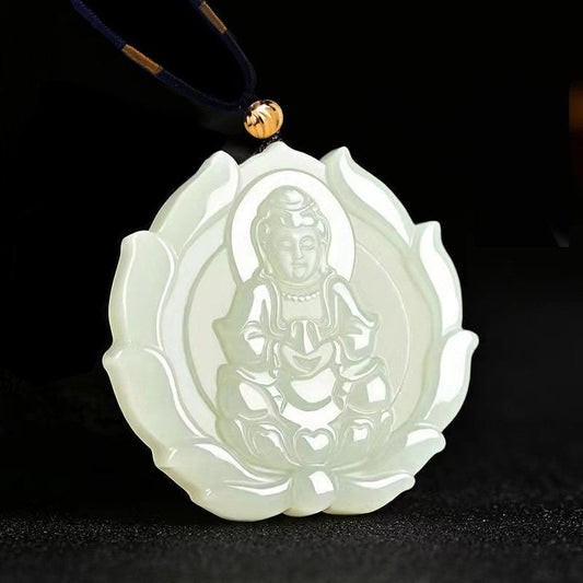 Women's & Men's Jade Avalokitesvara On The Lotus Throne Pendants